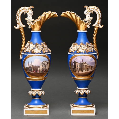 Appraisal: A pair of Chamberlain-Worcester dolphin handled ewers c - finely