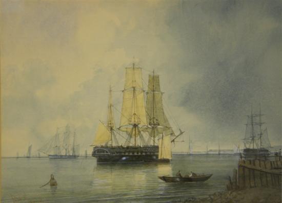 Appraisal: Robert Moore seascape with masted sailing vessels and figures on