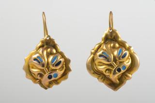 Appraisal: Antique Enamel Gold Earrings Antique enamel gold earrings approx length