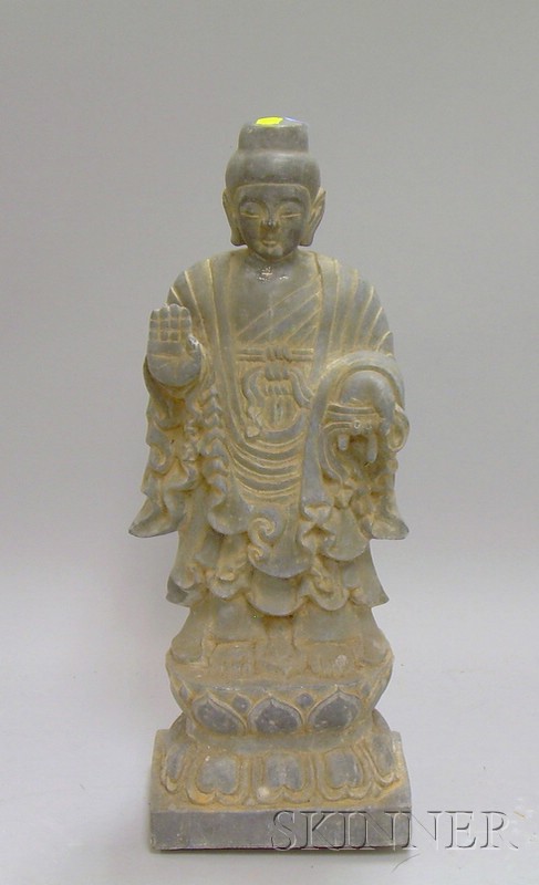 Appraisal: Gray Stone Buddha Figure ht in