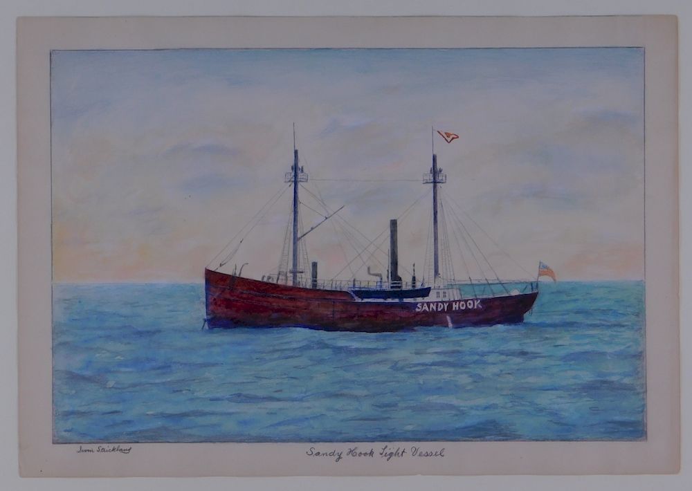 Appraisal: Irvin Strickland Folk Maritime Vessel WC Painting Irvin Strickland Connecticut