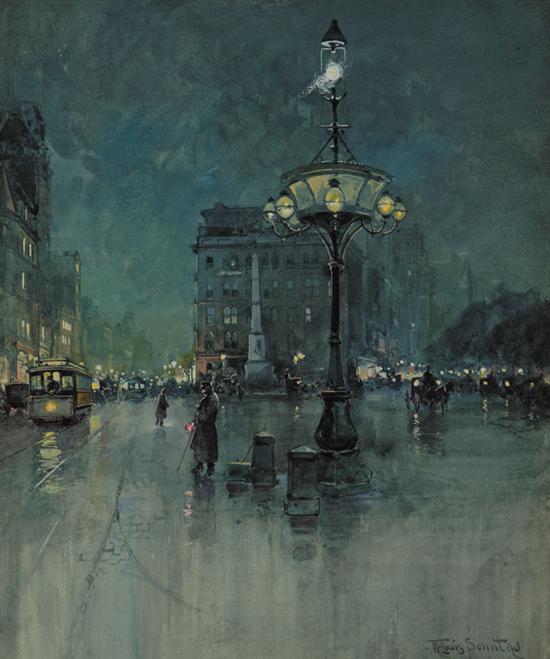 Appraisal: WILLIAM LOUIS SONNTAG American - Columbus Circle New York watercolor