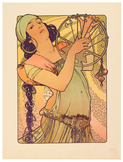 Appraisal: ALPHONSE MUCHA Salammbo Color lithograph on cream wove paper x