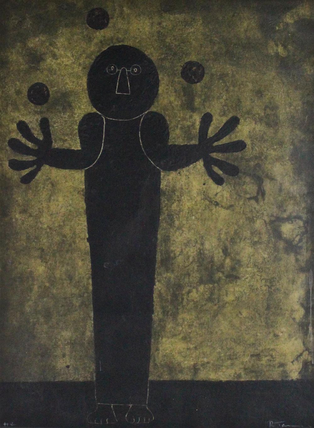 Appraisal: RUFINO TAMAYO MEXICAN - THE JUGGLER Print in colors mixograph