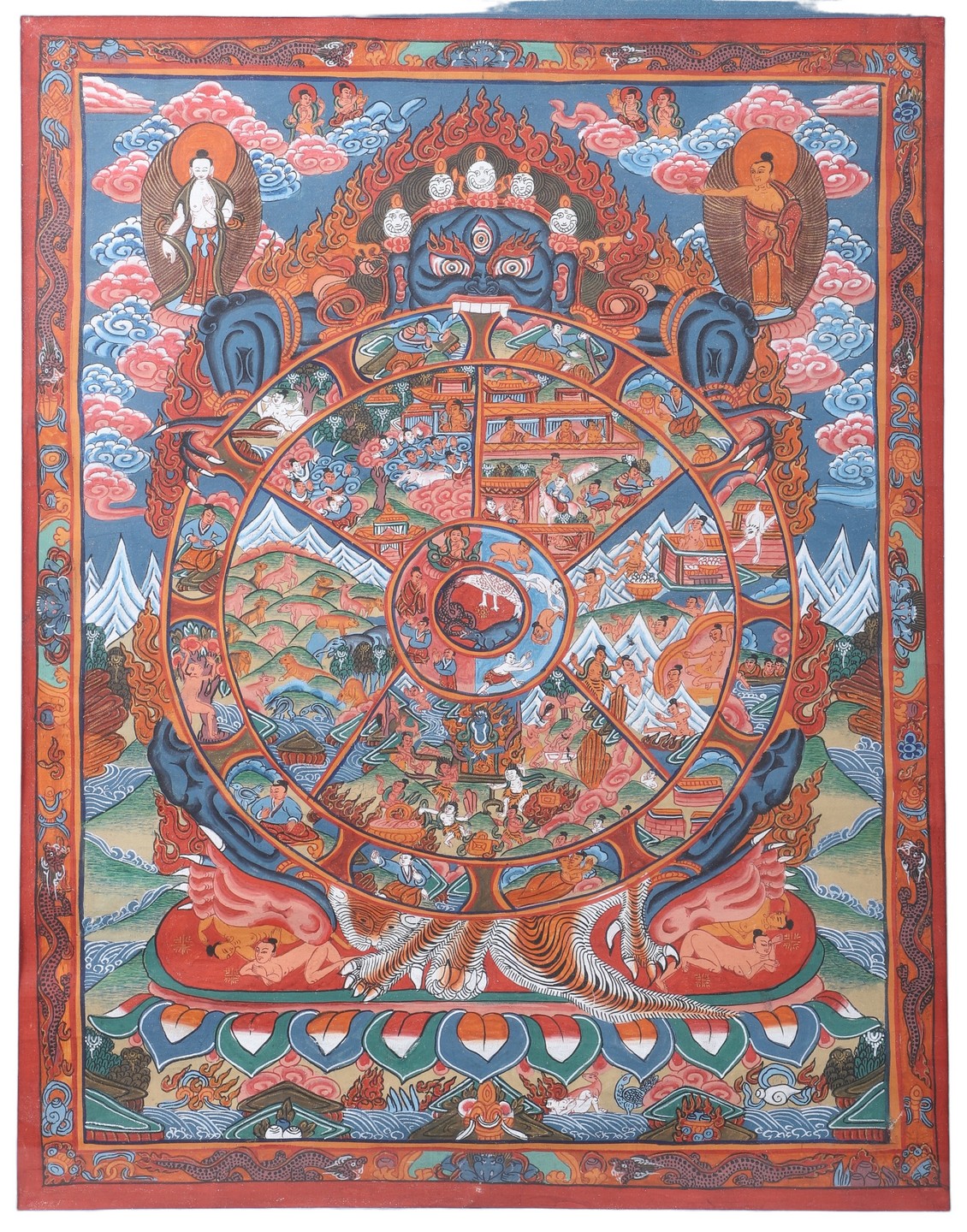 Appraisal: Tibetan thangka erotic vignettes - x - sight - x