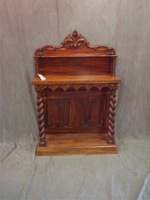 Appraisal: Antique Open Rosewood Console Server with Turned and Twisted Columns