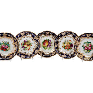 Appraisal: A Set of Five English Porcelain Dessert Plates Circa two