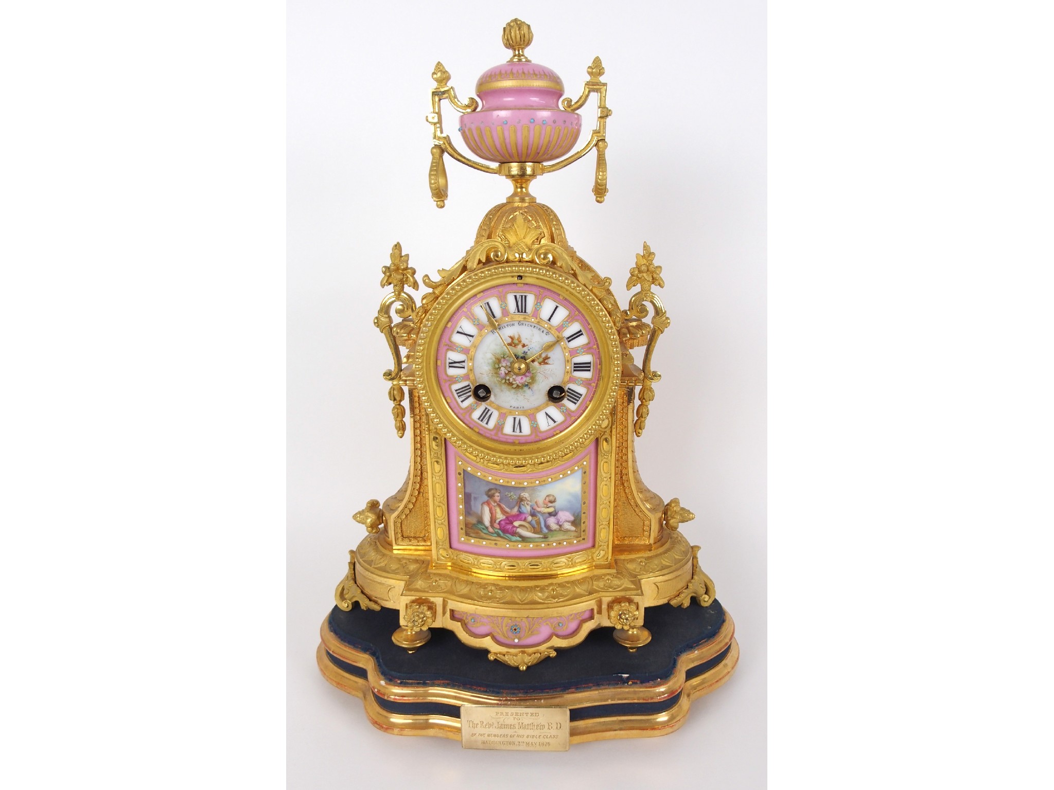 Appraisal: A Louis XVI style ormolu mantle clockby Hamilton Crichton Co