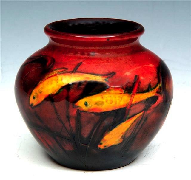 Appraisal: A MOORCROFT 'FISH' SMALL FLAMBE VASE circa - impressed 'Made