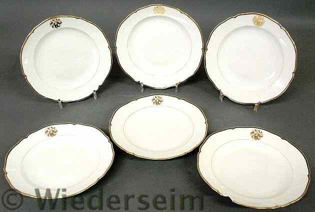 Appraisal: Six KPM dinner plates with the gilt armorial crest of