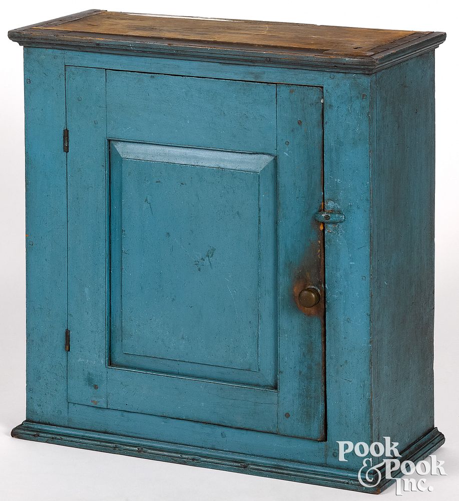 Appraisal: Pennsylvania painted poplar hanging cupboard Pennsylvania painted poplar hanging cupboard