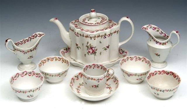 Appraisal: A NEW HALL PART TEA SERVICE pattern number with undulating