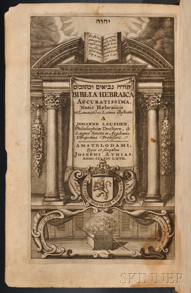 Appraisal: Bible Biblia Hebraica accuratissima notis Hebraicis edited by Johann Leusden