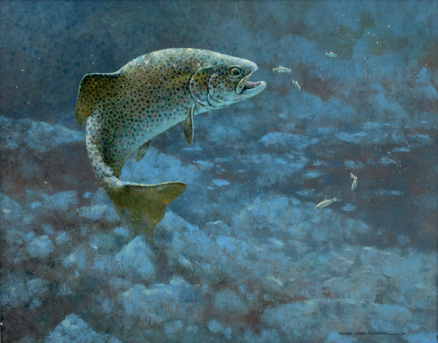 Appraisal: SCHELLING George Luther American ''Brown Trout'' Acrylic Panel '' x