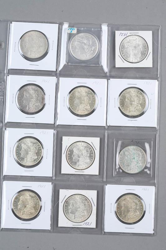 Appraisal: TWELVE MORGAN SILVER DOLLARS All one San Franciso mint