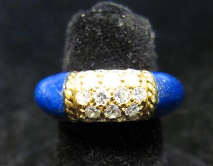 Appraisal: karat yellow gold diamond and lapis band ring Van Cleef