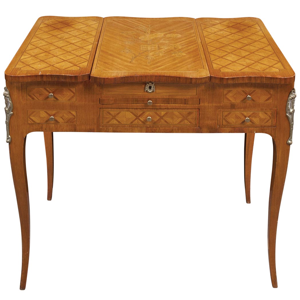 Appraisal: Transitional Louis XV XVI Style Marquetry Inlaid Kingwood and Mahogany