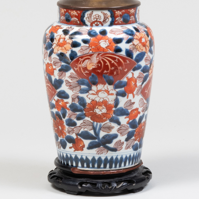 Appraisal: Japanese Imari Vase Mounted as a Lamp The vase x