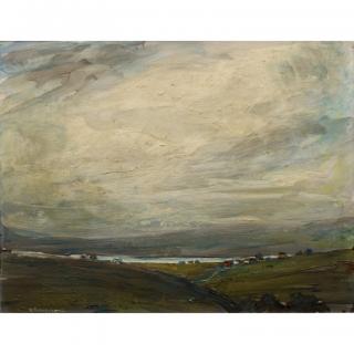 Appraisal: G Farnsworth Oil Board American Landscape G Farnsworth Oil Board