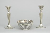 Appraisal: A Pair Of Delicate Weighted Sterling Silver Candlesticks And A