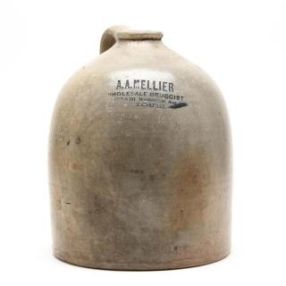 Appraisal: Stoneware Druggist Advertising Jug s three gallon size stamped in