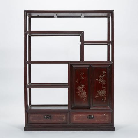 Appraisal: Rosewood Cabinet with Silver Inlays Early th Century Overall good