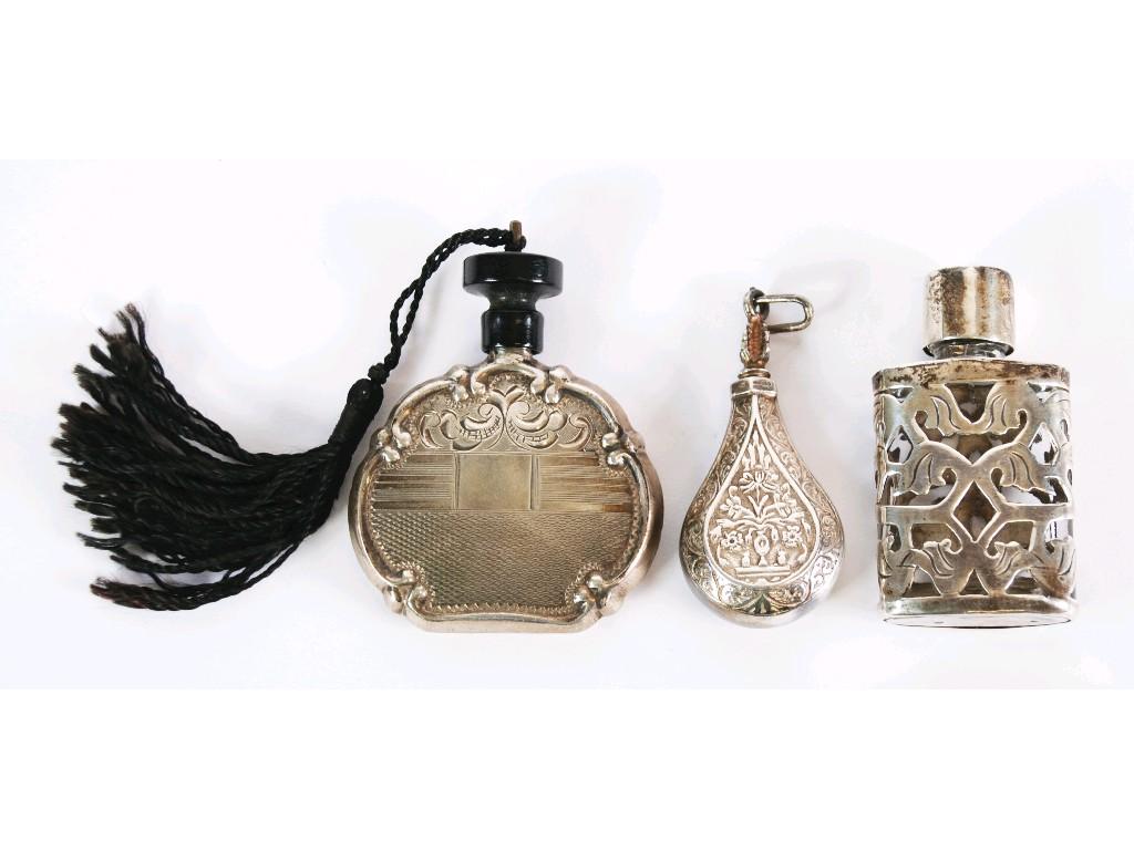 Appraisal: STERLING SILVER PEAR SHAPED MINIATURE SCENT FLASK engraved in the