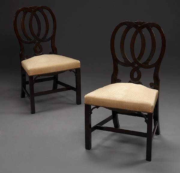 Appraisal: A pair of George III style mahogany side chairs first