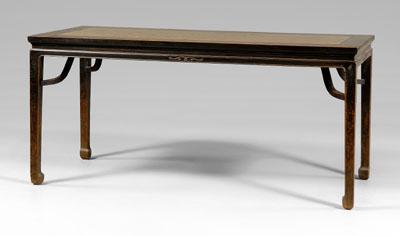 Appraisal: Chinese hardwood table lacquered apron and legs inset gray stone