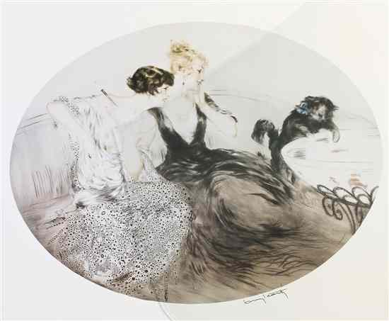 Appraisal: Louis Icart French - The Fish Bowl lithographic reproduction x