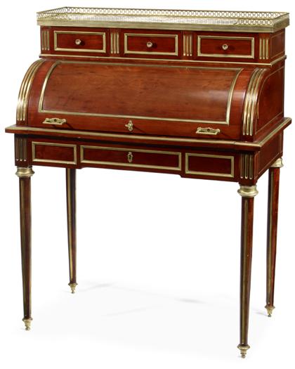 Appraisal: French Louis XVI style mahogany gilt metal mounted marble top