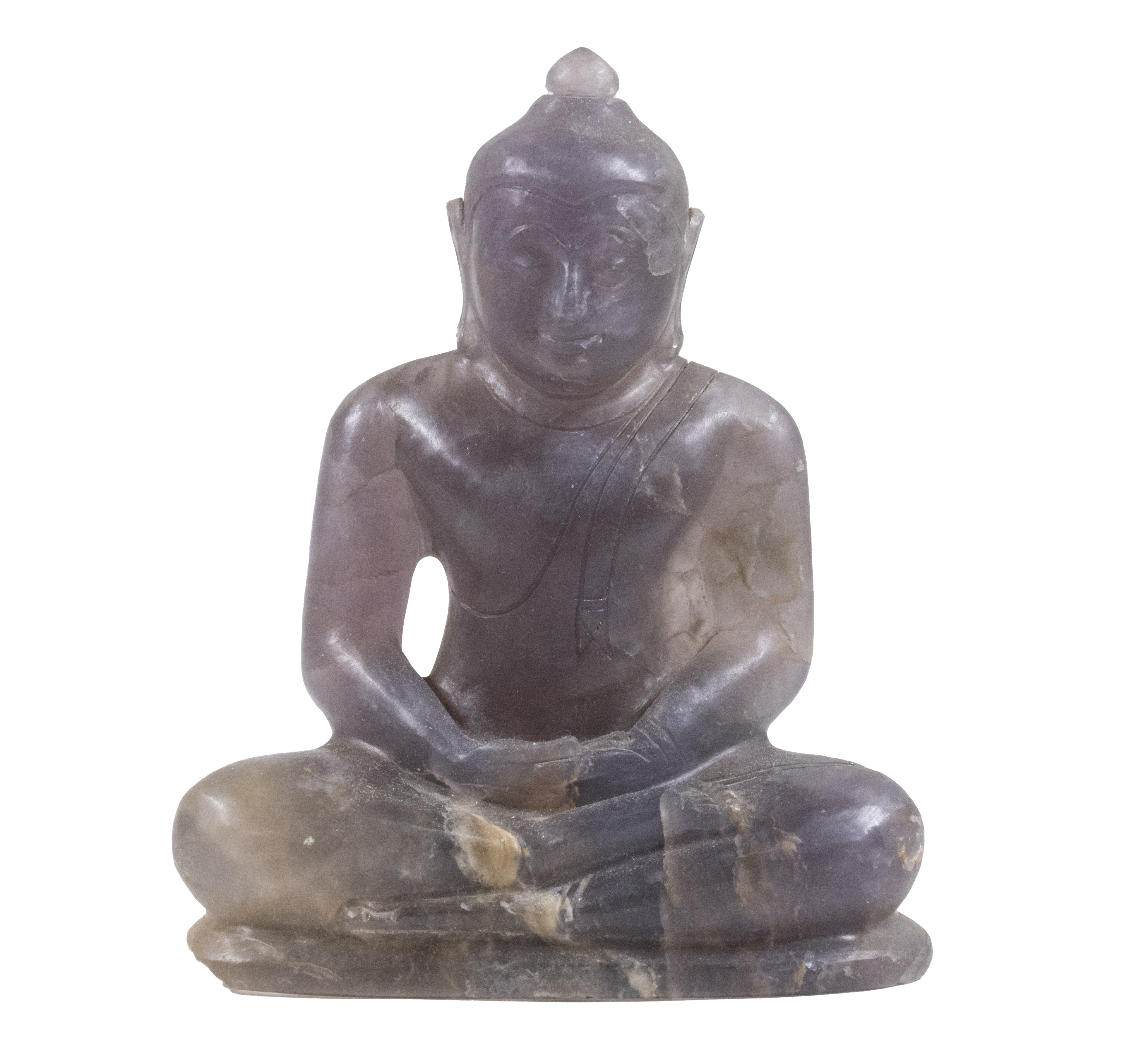 Appraisal: SEMIPRECIOUS STONE CARVING OF THE BUDDHA th c carving in