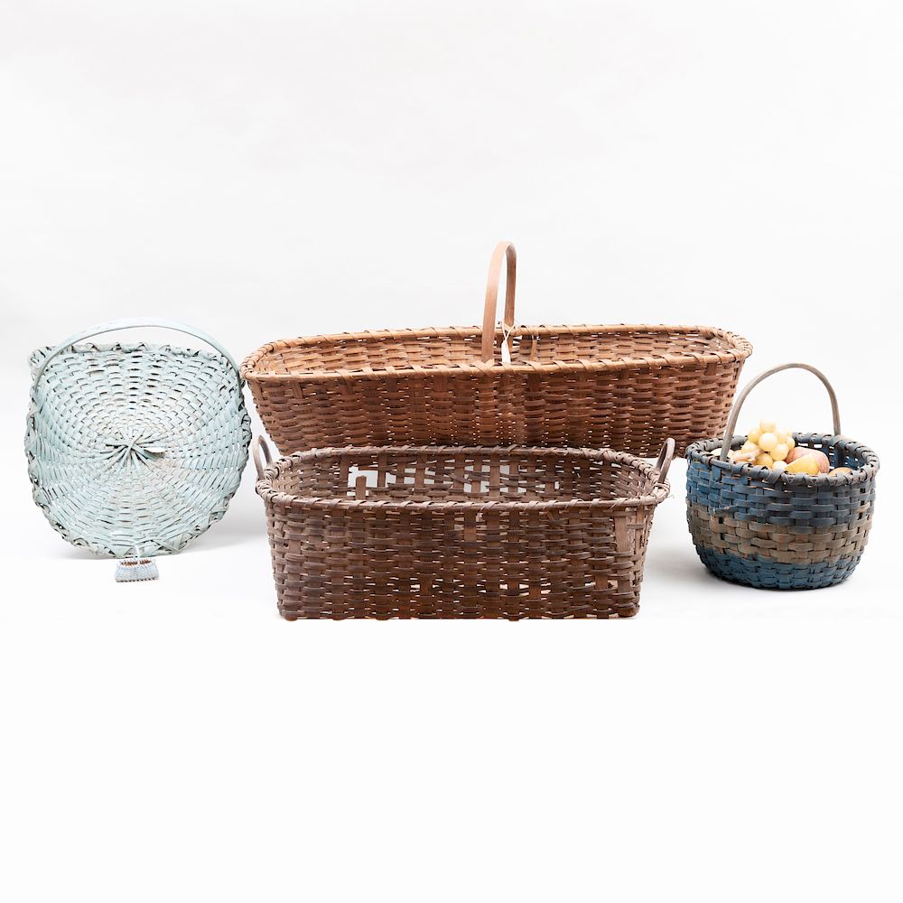 Appraisal: Group of Five Splint Baskets and a Group of Thirty-Five