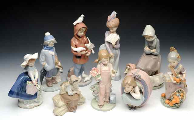 Appraisal: NINE LLADRO FIGURES to include model nos some with boxes