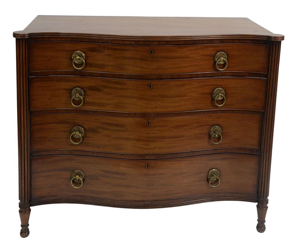 Appraisal: Custom Mahogany Sheraton Style Four Drawer Chest having serpentine top