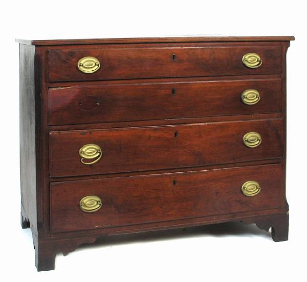 Appraisal: An American Federal walnut chest of four long drawers lacking