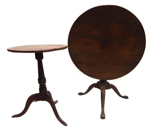 Appraisal: th C New England tilt-top table and candle stand two