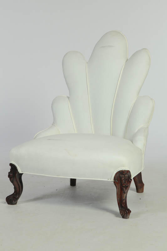 Appraisal: VICTORIAN SLIPPER CHAIR Probably American mid th century mixed wood