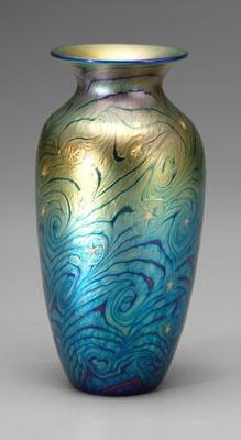 Appraisal: Lundberg art glass vase Van Gogh Starry Night style swirled