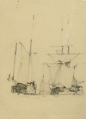 Appraisal: Attributed to Richard Parkes Bonnington - - Sailing Boats pencil