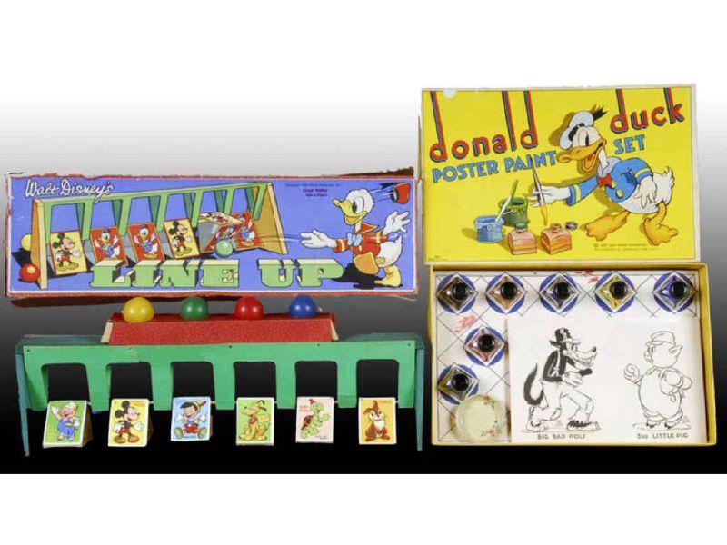 Appraisal: Disney Line-Up Game Donald Duck Poster Paint Set Description ''