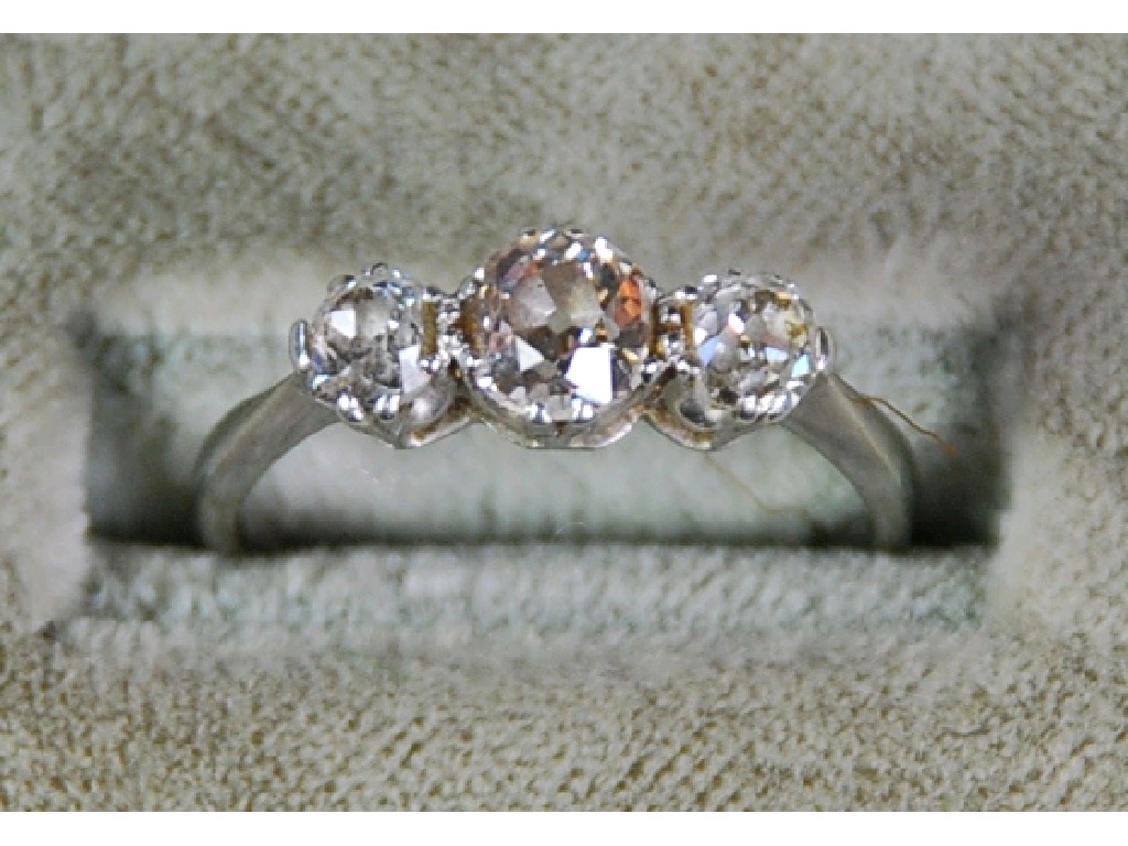 Appraisal: ct WHITE GOLD AND PLATINUM THREE STONE DIAMOND SET RING