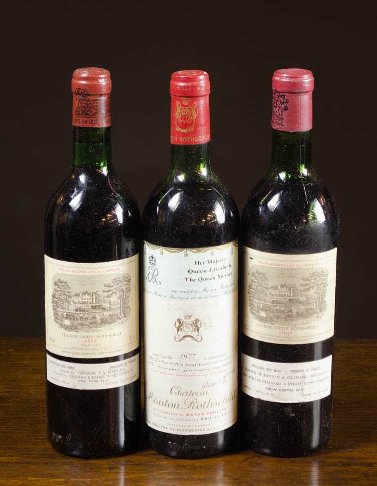 Appraisal: THREE BOTTLES OF VINTAGE FRENCH RED BORDEAUX WINE Chateau Lafite