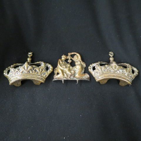 Appraisal: th Century Bronze Elements pair of crowns and maidens with