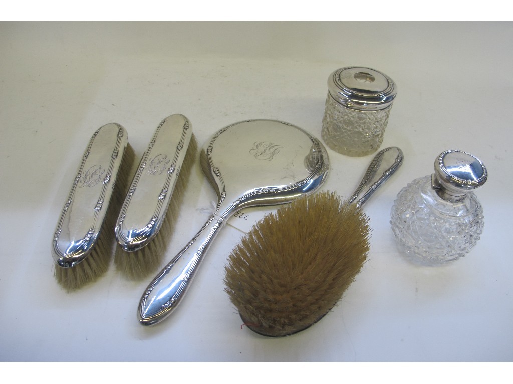 Appraisal: A six piece silver dressing table set Birmingham