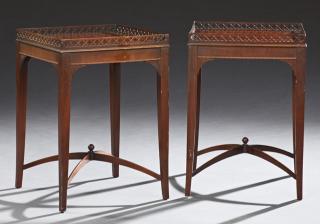 Appraisal: Pair of Chippendale Style Carved Mahogany Lamp Tab Pair of