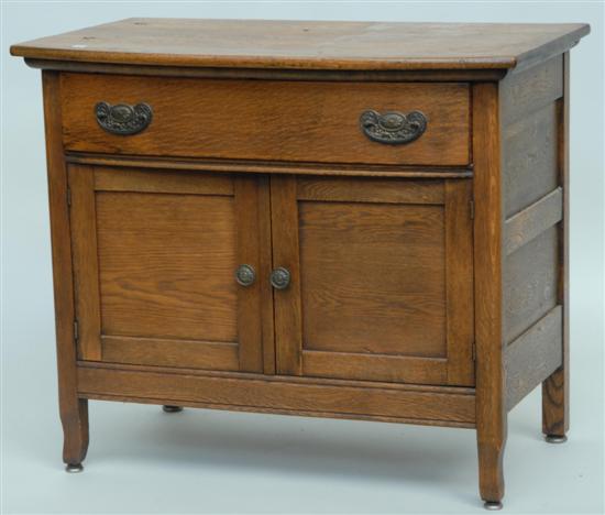 Appraisal: OAK WASH STAND drawer over doors Property from the home