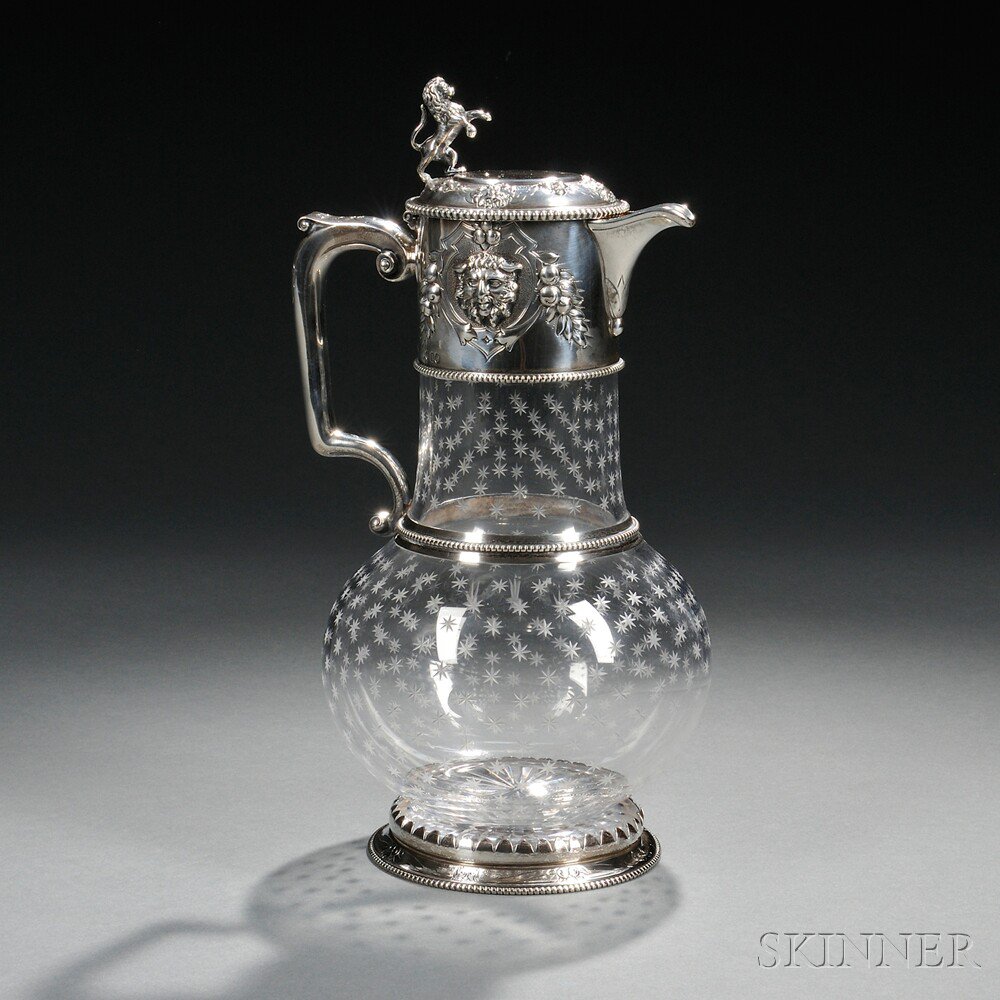 Appraisal: Victorian Sterling Silver-mounted Glass Claret Jug London - John Wilmin