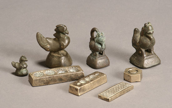 Appraisal: Group of Thirteen Indian Bronze Opium Weights and Seventeen Bronze