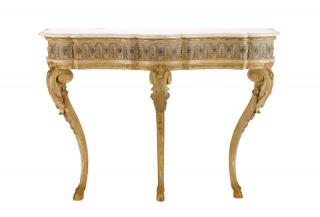 Appraisal: French Rococo Style Marble Top Console Table Continental likely French